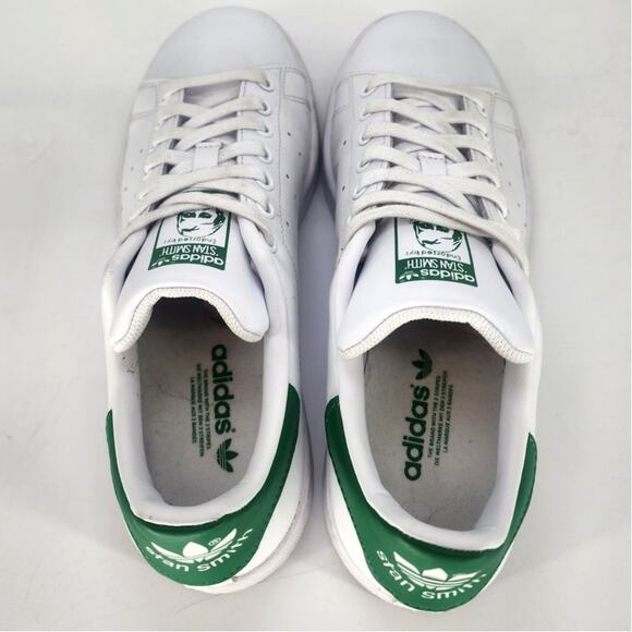 Adidas Stan Smith White Leather Green Heel Tab Sneakers Women’s Size 7 - Picture 12 of 13